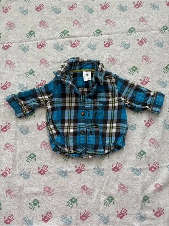 5for25  | Carter's Blue and Black Plaid Button-Down Collared Baby Shirt