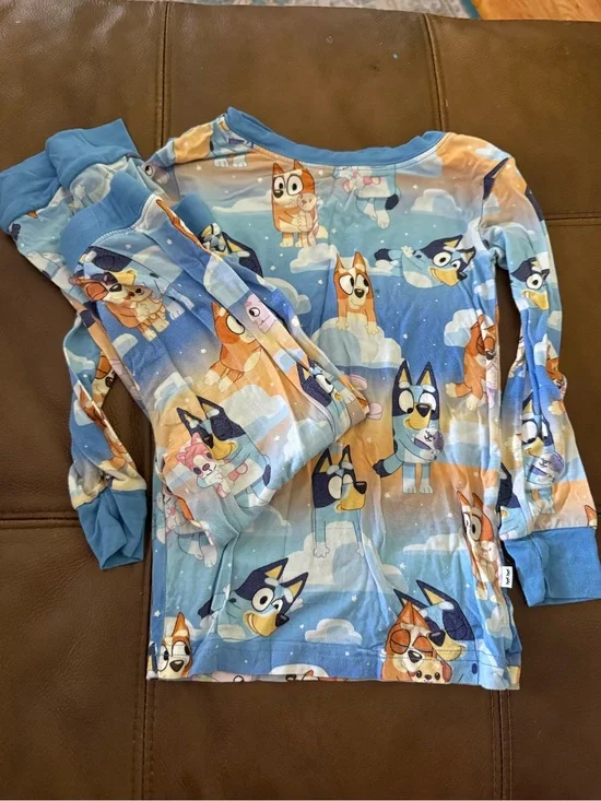Little Sleepies Blue Orange Multicolor Bluey Print Pajama Set