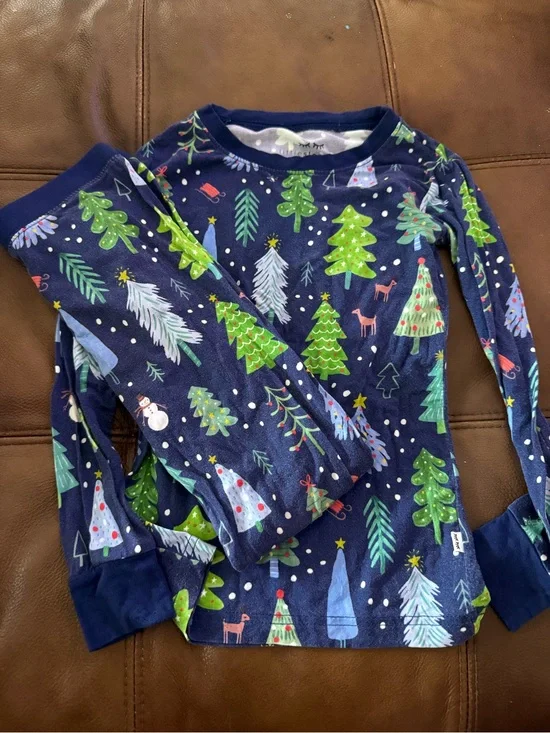 Little Sleepies Navy Blue Christmas Tree Print Pajama Set