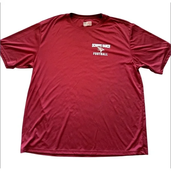 A4 Scripps Ranch Football Performance Shirt‎ Mens XL Maroon Short Sleeve Tee