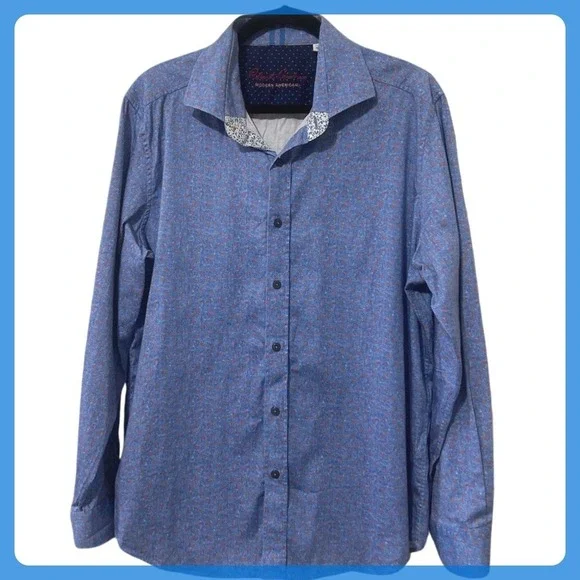 Robert Graham Shirt Men's XL Blue Long Sleeve Button-up Modern American‎