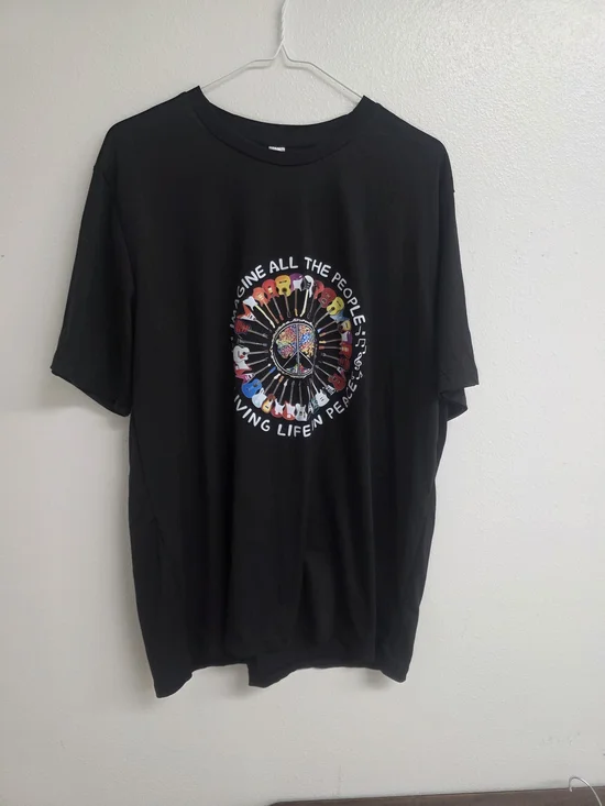 Source Unknown Black Graphic Peace Sign Short Sleeve Tee (0532)