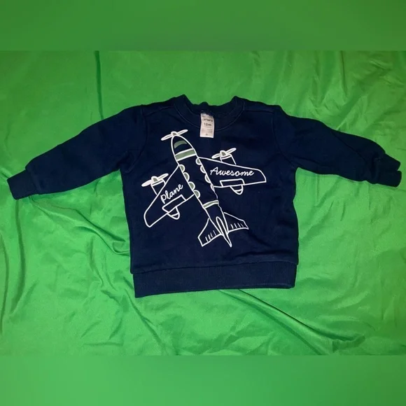 Carters Navy Airplane Graphic Kids Sweater size 18 Months