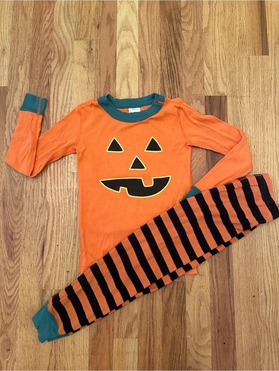 Hanna Andersson Size 110 5 Pumpkin Costume Long John Pajama Set Halloween