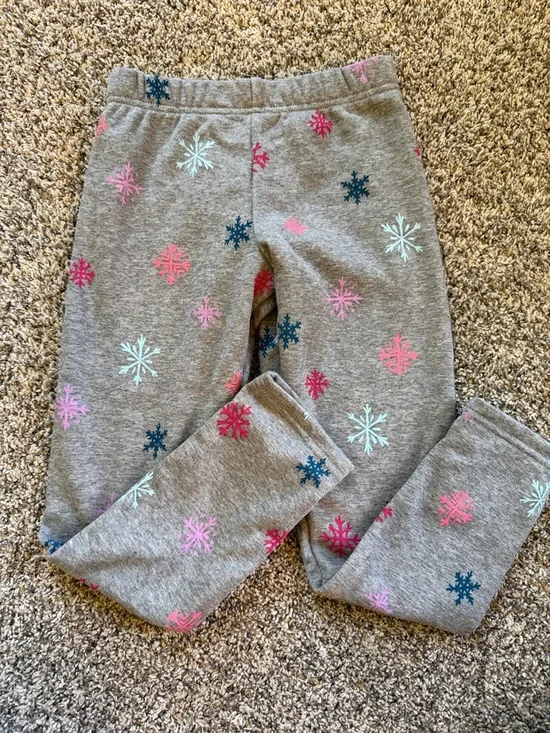 Carter's Girls' Grey Winter Snowflake Print Cozy lined Leggings - Pink & Blue