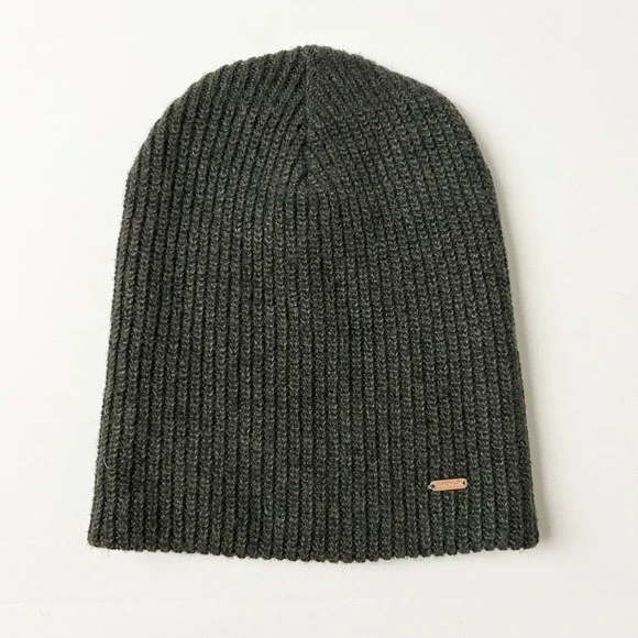 NEW Free People Ribbed Axel Beanie Hat Charcoal Gray Angora Blend