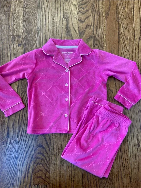 Juicy Couture Hot Pink Kids Velour Pajama Set, 3T, NWT