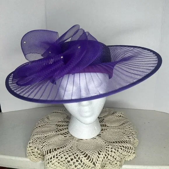 Vintage Sylvia New York St. Louis Purple Teardrop Flower Fascinator Hat