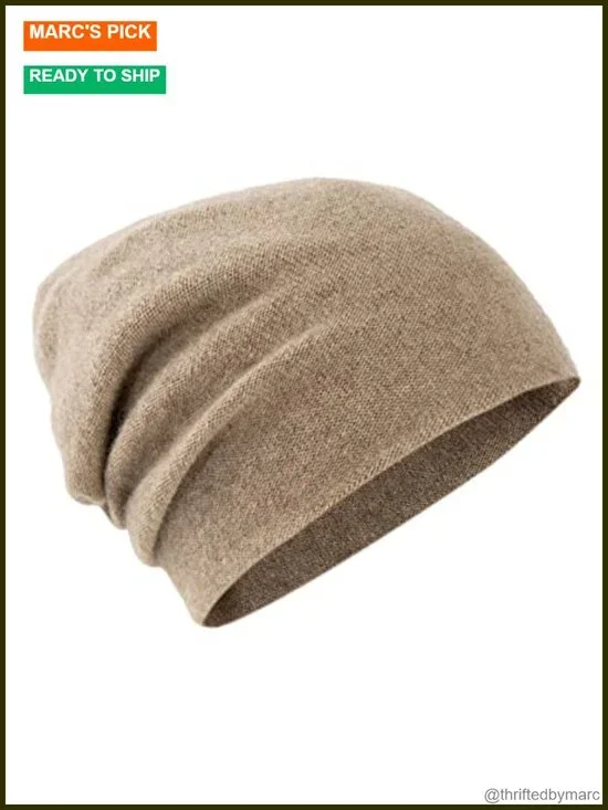 100% Cashmere Double-Layered Beanie Hat with Gift Box