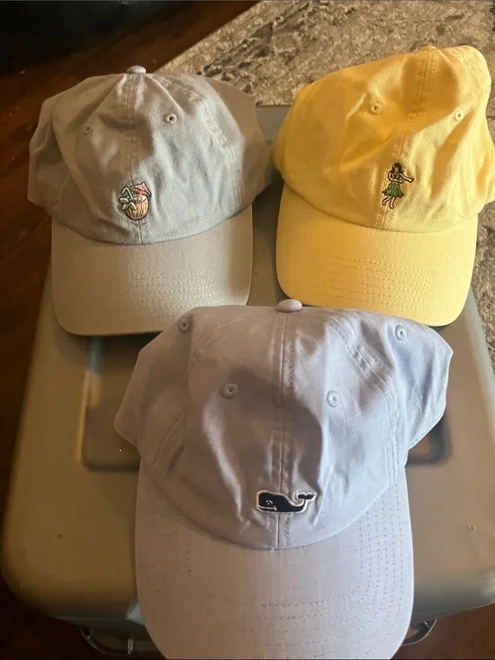 Vineyard Vines Pastel Trio Baseball Caps - Light Blue, Pale Yellow, Light Gray