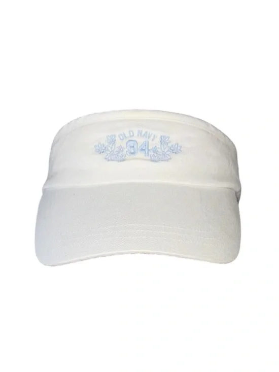 Old Navy White Visor Hat with Light Blue Embroidery 94