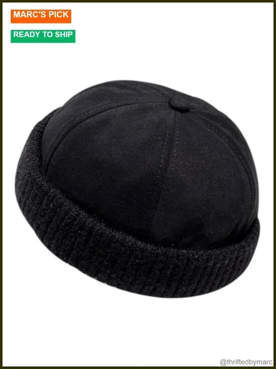 Stretchable Cotton Blend Knit Beanie Hat Adjustable Brimless Cap