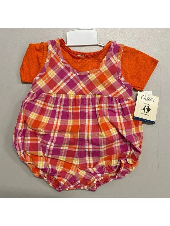 Carter’s Vintage Plaid Bubble Romper NWT 6-9M