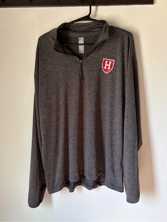 Men’s Harvard university dark gray quarter zip lightweight sweater