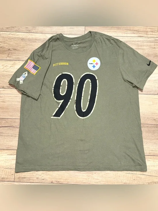 Nike Pittsburgh Steelers T.J. Watt NFL Salute to Service Jersey T Shirt Mens 2XL