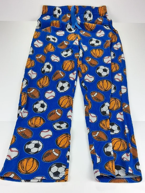 Boys Arizona Jean Co. Pajama Pants Size Large (14/16) Blue With Sports Graphics