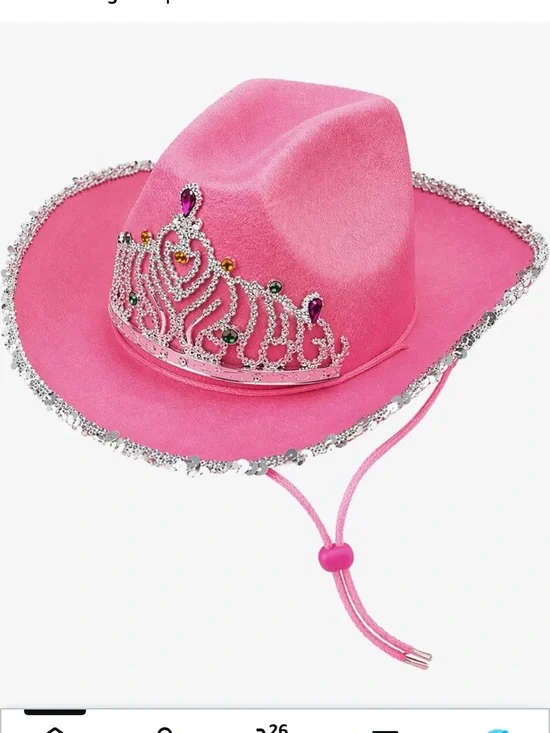 Pink with silver trim Cowgirl Hat #2, 9.84 x 14.96 x 5.15, Cowboy Hat Fedora Cow