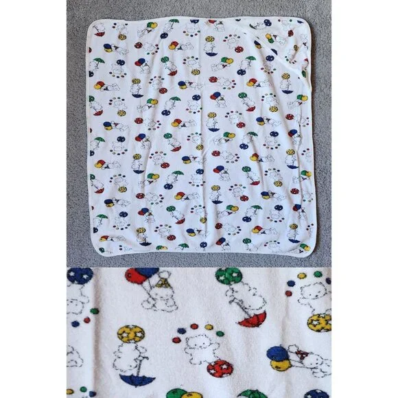 Vtg‎ Carter’s Primary Colors Teddy Bear Balloon Terry Cloth Blanket/Hooded Towel