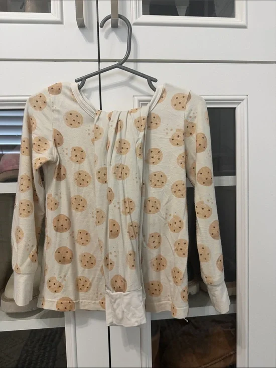 Caden Lane Cream and Tan Cookie Print Kids Pajamas Top