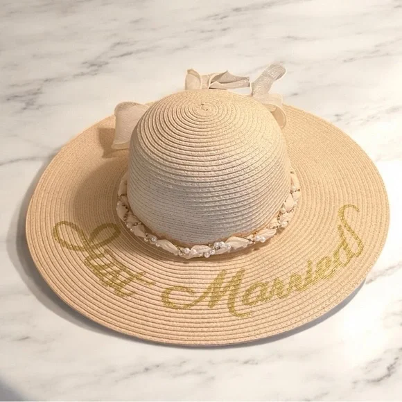 Just Married Floppy Sun Straw Hat