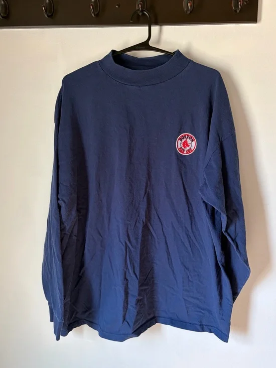 Vintage Boston Red Sox mlb long sleeve partial turtle neck shirt puma brand XL