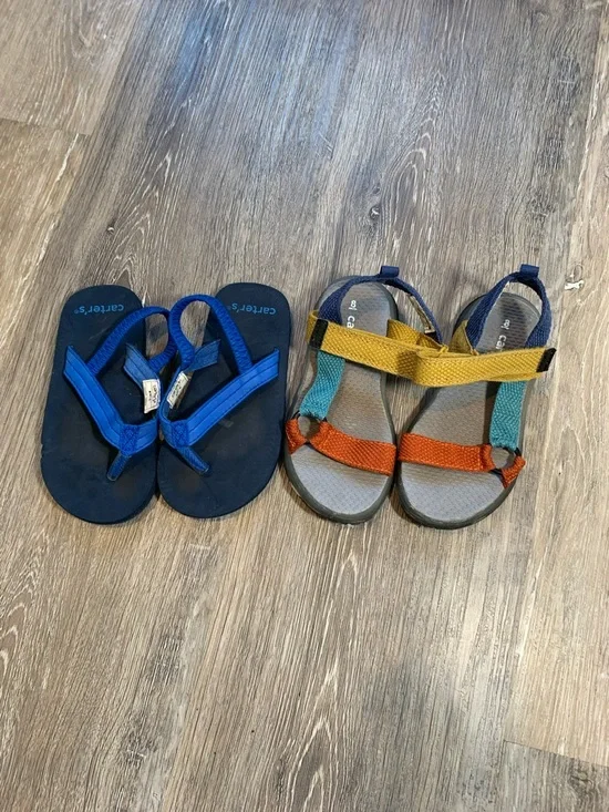 Carter's Navy Blue Flip Flops & Multicolor Strap Sandals