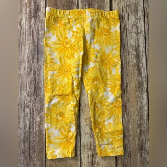Kids Yellow Floral Capri leggings