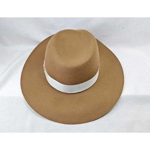 Rag & Bone Women's Medium Brown New‎ York Zoe Wool Summer Wide Brim Hat Cap