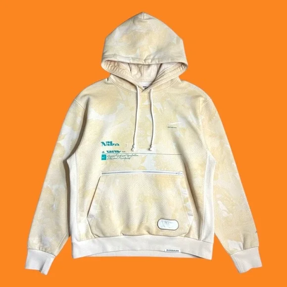 Nike Dri-FIT‎ Standard Issue Hoodie Men's Size M Cream Yellow Floral Graphic