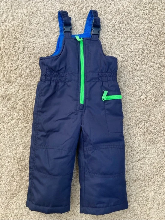 Carter's Dark Blue Toddler Snowbibs with Green Trim 18 Months