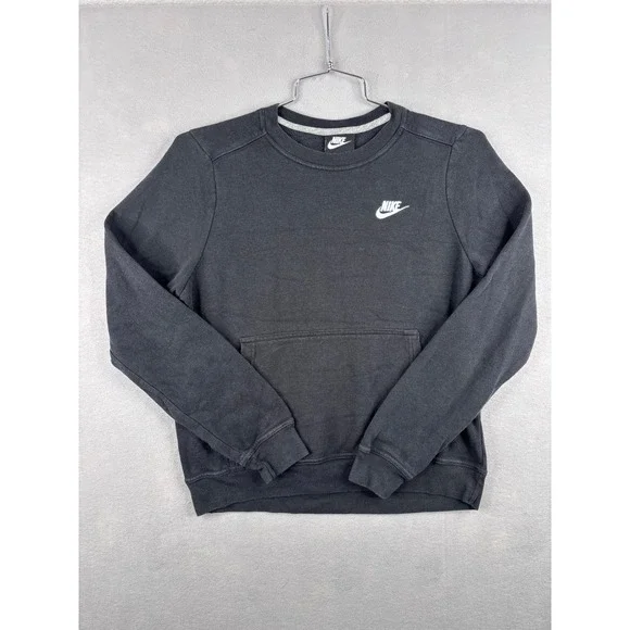 Nike Sportswear Crewneck Sweatshirt Black White Embroidered Logo