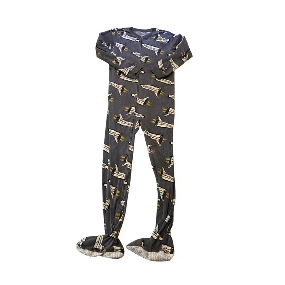 Carters Rocket Ship Print Fleece Long-Sleeve Loose Fit 1-Piece Pajamas Sz 14