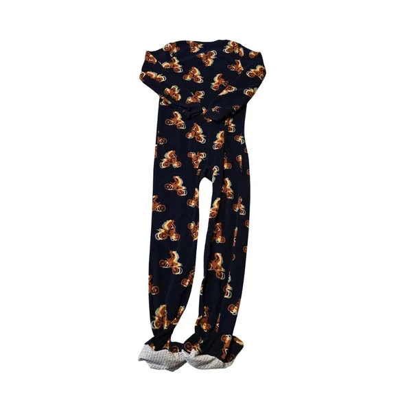 Carters 1-Piece Dirt Bike Fleece Footie Pajamas Size 14 Dirt Bike Navy Brown