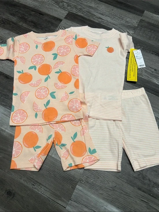 Carter's Peach and Orange Fruit Print Short Sleeve Pajama 2-Pack