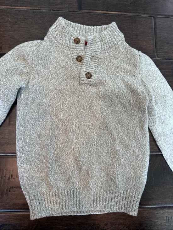 💜3/$15 Carter's Toddler Marled Mock Neck Henley Pullover Sweater - Size 5T
