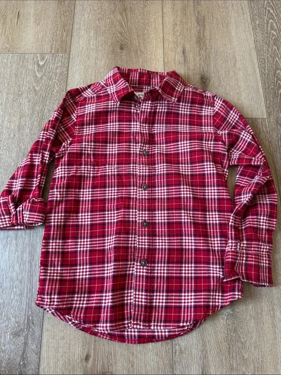 Carter's Boys Plaid Flannel Shirt Long Sleeve Button Up Size 6