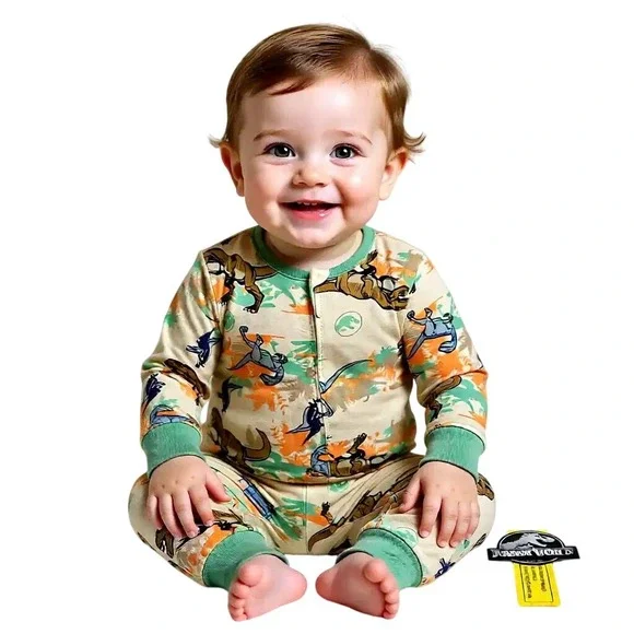 Jurassic World & Bluey Kids Pajamas Bundle 2 Pack Zip‎ Up Sleepers 12 MOs NWT