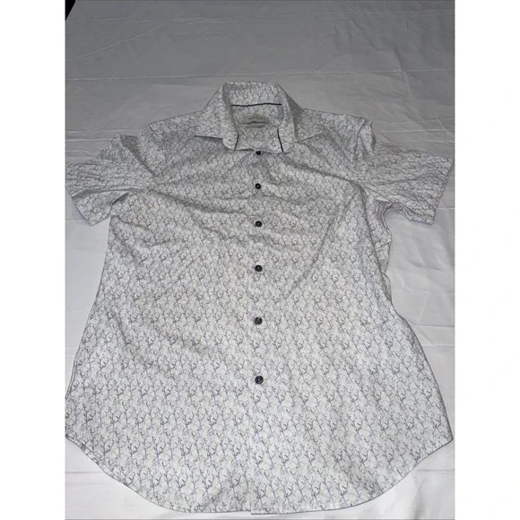 Bugatchi short-sleeved 8 Way Stretch double-mercerized Sz M Performance Grey
