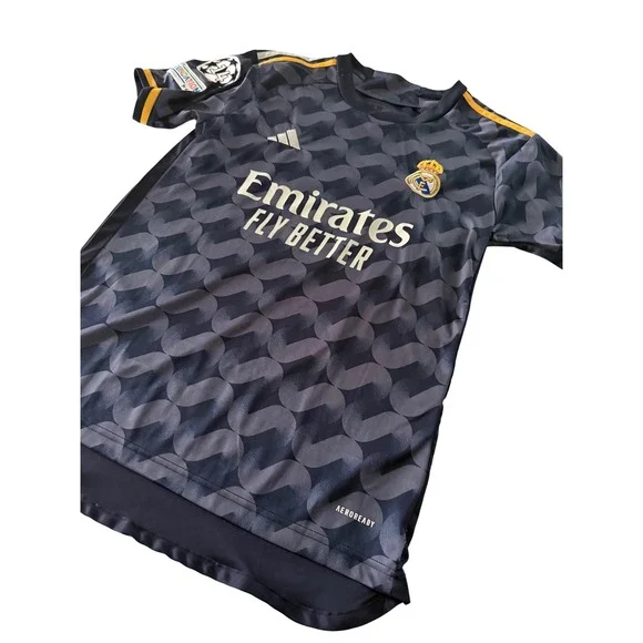 Adidas Real Madrid 23/24 Away Jersey Navy Grey Slim‎ Fit Mens Small AEROREADY