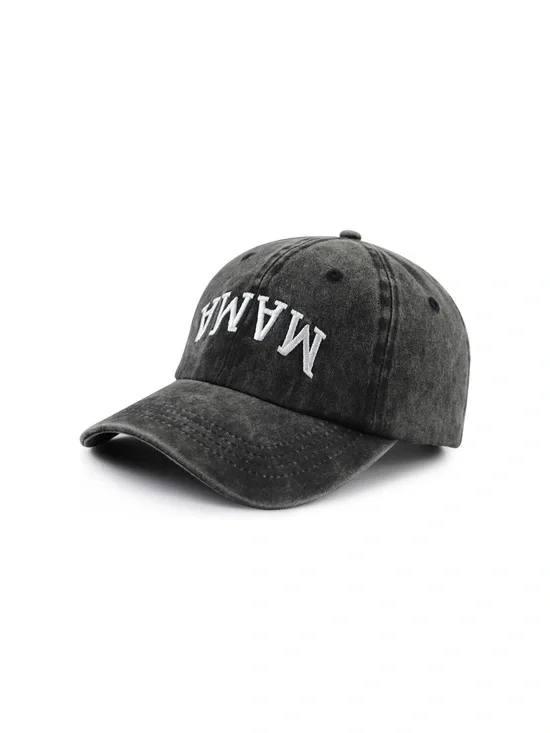 NWOT Mama Embroidered Distressed Hat - Charcoal Gray New