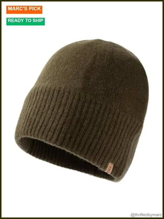 100% Merino Wool Fleece Lined Oversized Beanie Cuffed Watch Cap
