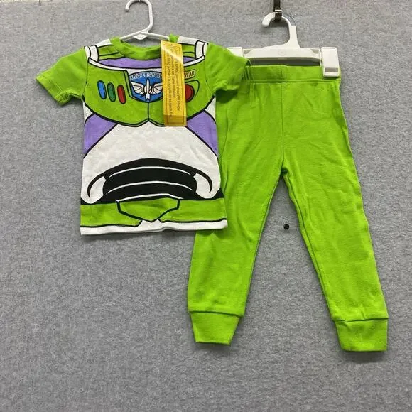 Disney Pixar Toy Story Buzz Lightyear 2-Piece Pajama Set 2T Green Cotton NWT
