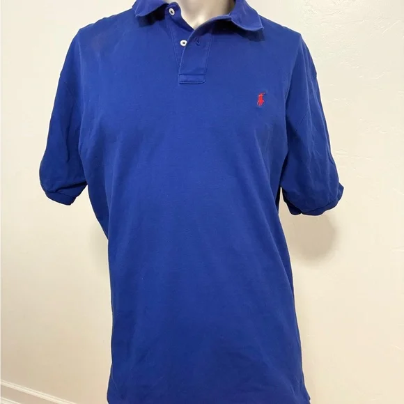 Ralph Lauren Men's Collegiate Polo Shirt‎ in Blue w/ Red Logo Size XL