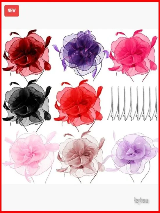 8 Pack Women's Fascinator Hats with Headband and Clip for Tea Party Wedding