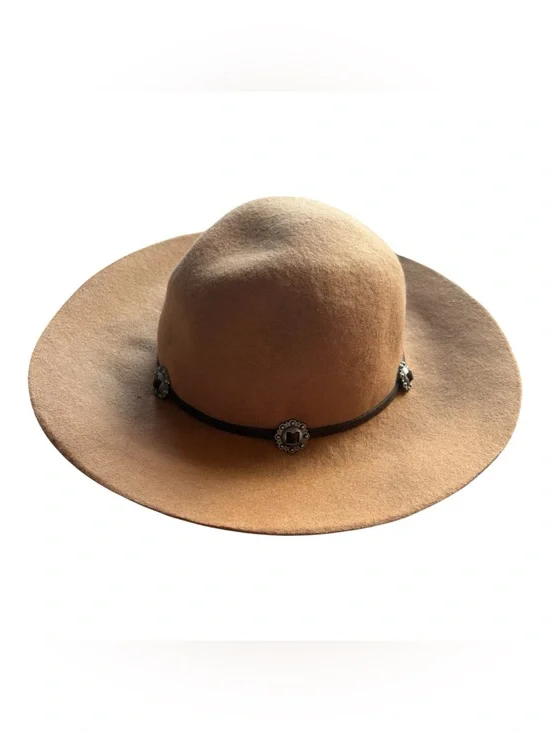 American Eagle Camel Wool Panama Hat Wide Brim Western Ranch Fedora One Size