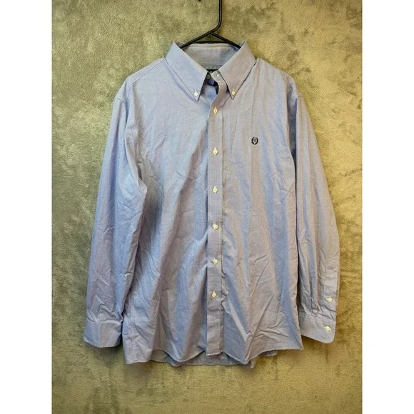 Lauren Ralph Lauren Mens Blue Gingham Slim Fit Non Iron Dress Shirt 16.5 34/35