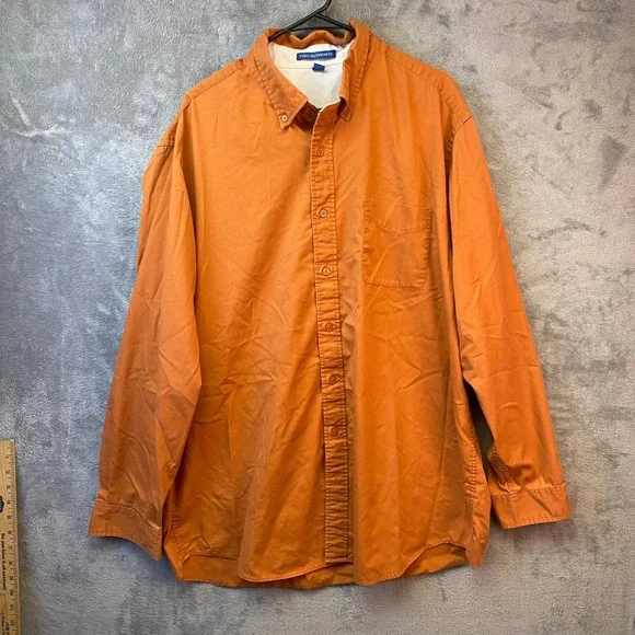 Port Authority Mens 2XLT Burnt Orange Long Sleeve Button Down Twill Shirt Tall