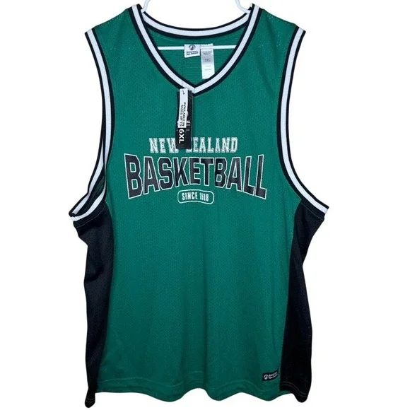 Basketball New Zealand Jersey Mens 3XL Green Black Official Licensed Mesh Top 8