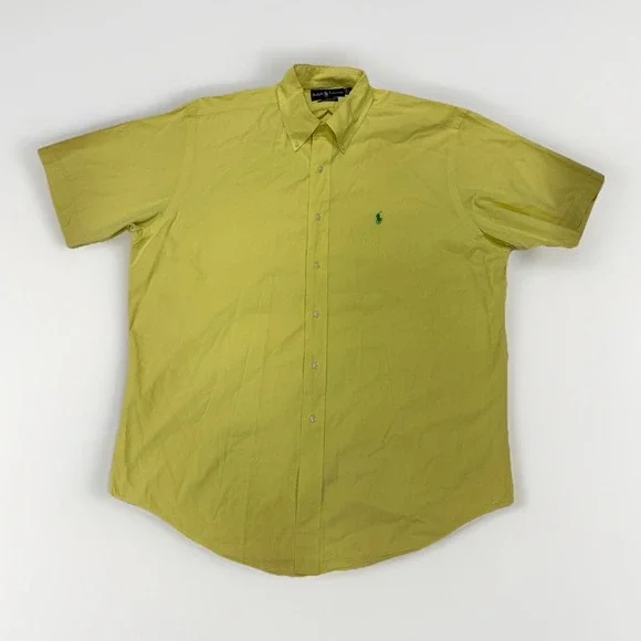 Ralph Lauren Polo L Classic Fit Collared Short Sleeve Shirt‎ Yellow Button Down