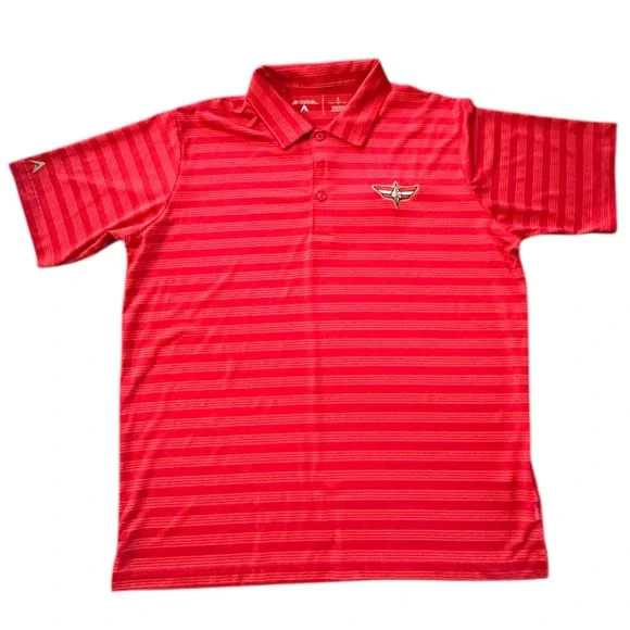Red Striped Aces Men's Polo‎ Shirt  Activewear Athletic Aces Logo Large